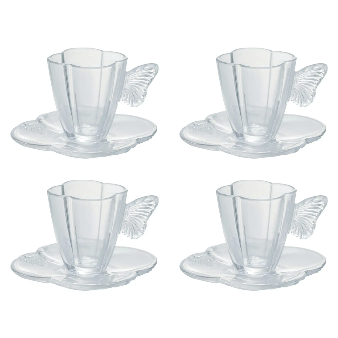 Conjunto de Xícaras com Pires 4 Peças de Vidro Wolff Butterfly
