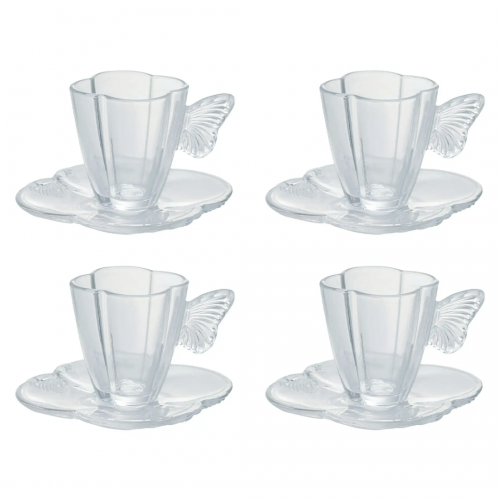 Conjunto de Xícaras com Pires 4 Peças de Vidro Wolff Butterfly
